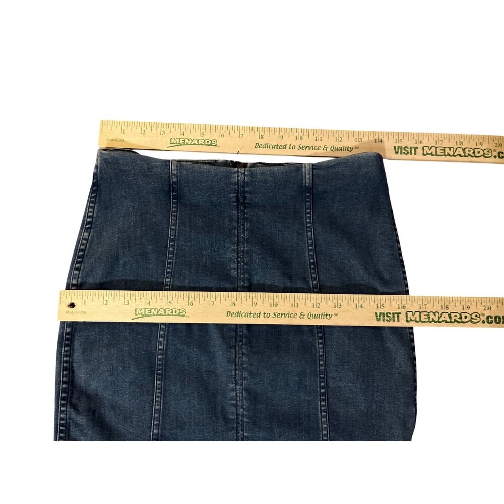 Free People Denim Mini Skirt Womens Size 6 Blue Jean Skirt Zip Back - Picture 8 of 13